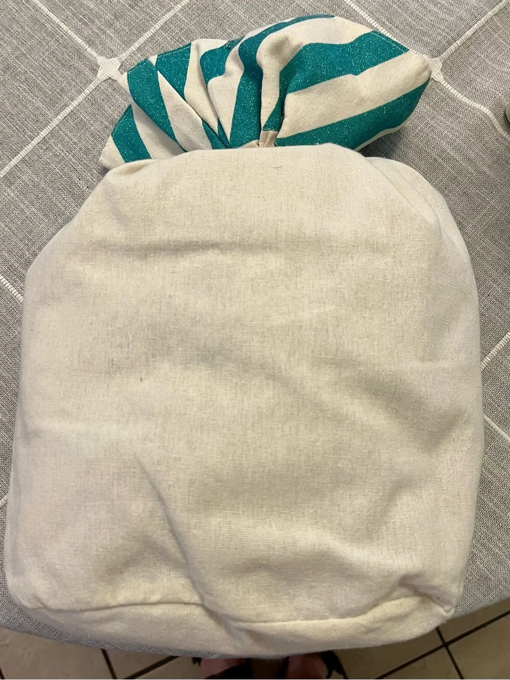 Holiday Gift Bundle-Wooden Custom made Snowman & Teal Stripe Holiday Gift Bag